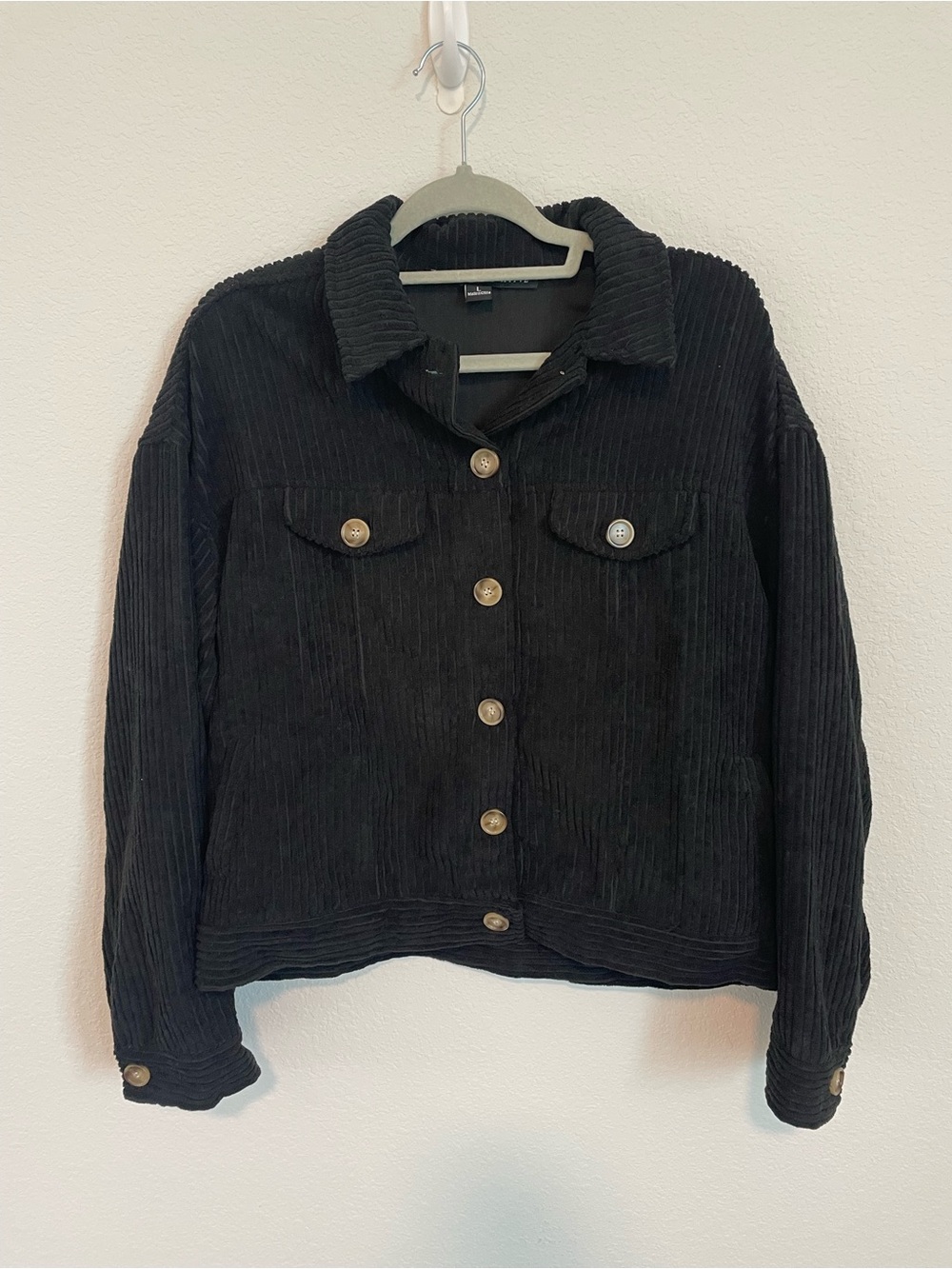 Women's Black Corduroy Button Jacket